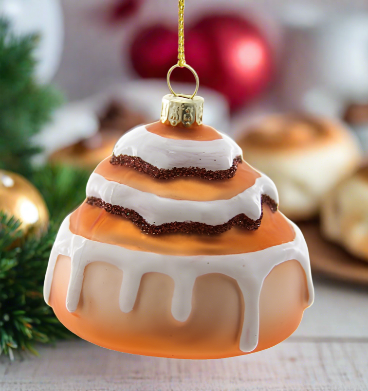 The Canton Christmas Shop Cinnamon Roll with Icing Cody Foster Ornament Glass