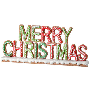 The Canton Christmas Shop 11 inch Merry Christmas Frosted Gingerbread Cookie Sign