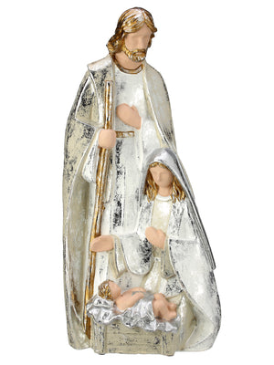 The Canton Christmas Shop 19.5 inch Paperstone Metallic Holy Family Christmas Nativity Set Figurine Joseph Mary Baby Jesus Christ Child