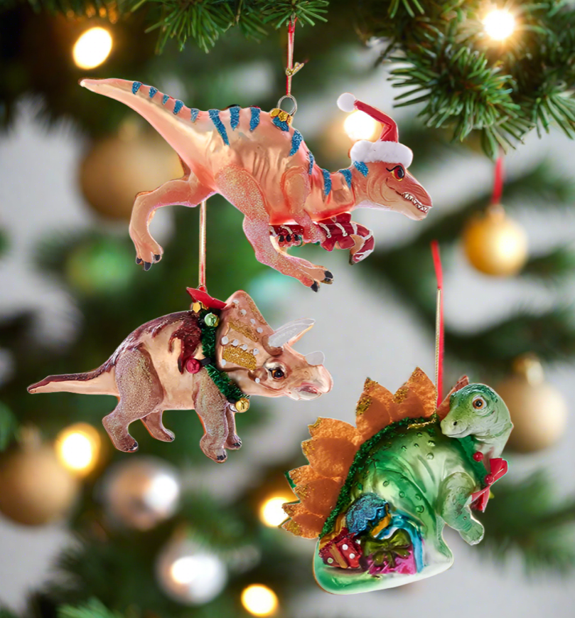 The Canton Christmas Shop Noble Gems Christmas Dinosaur Ornaments 