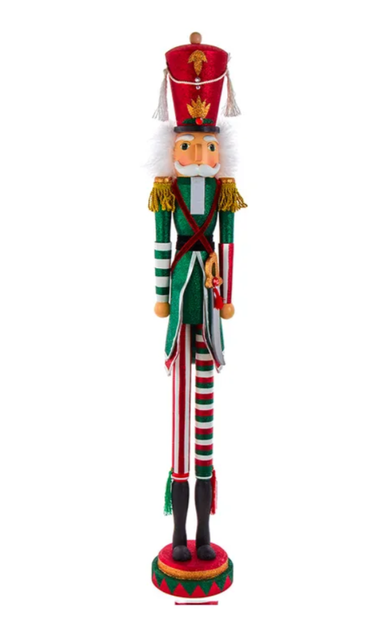 The Canton Christmas Shop 36" Hollywood Nutcrackers Red White Green Skinny Soldier Nutcracker by Kurt Adler
