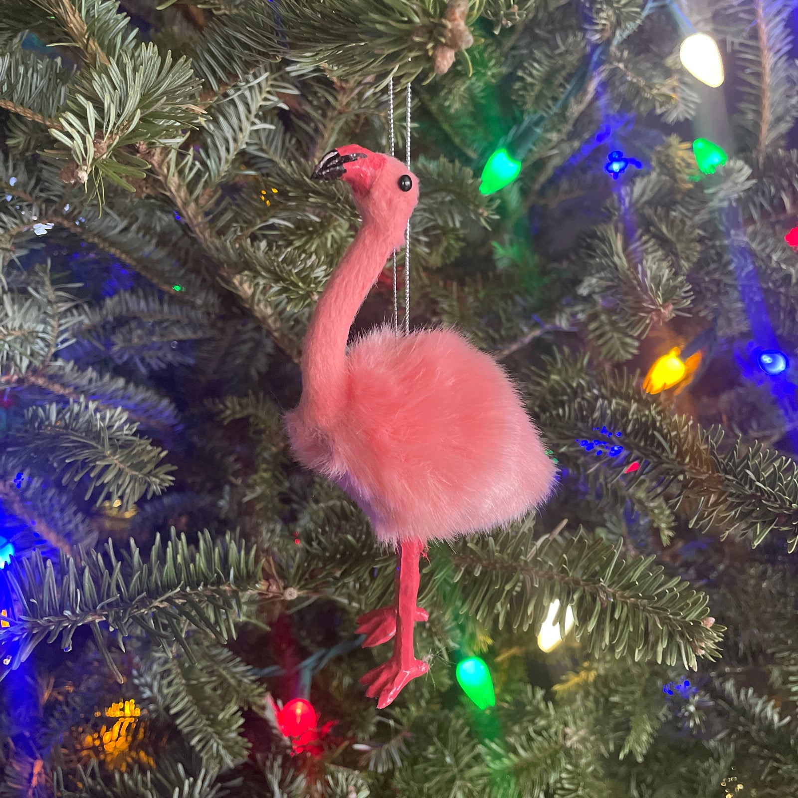 Faux Fur Pink Flamingo