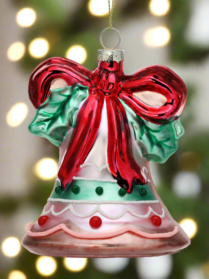 The Canton Christmas Shop 5&quot; holiday bell midcentury glass ornament