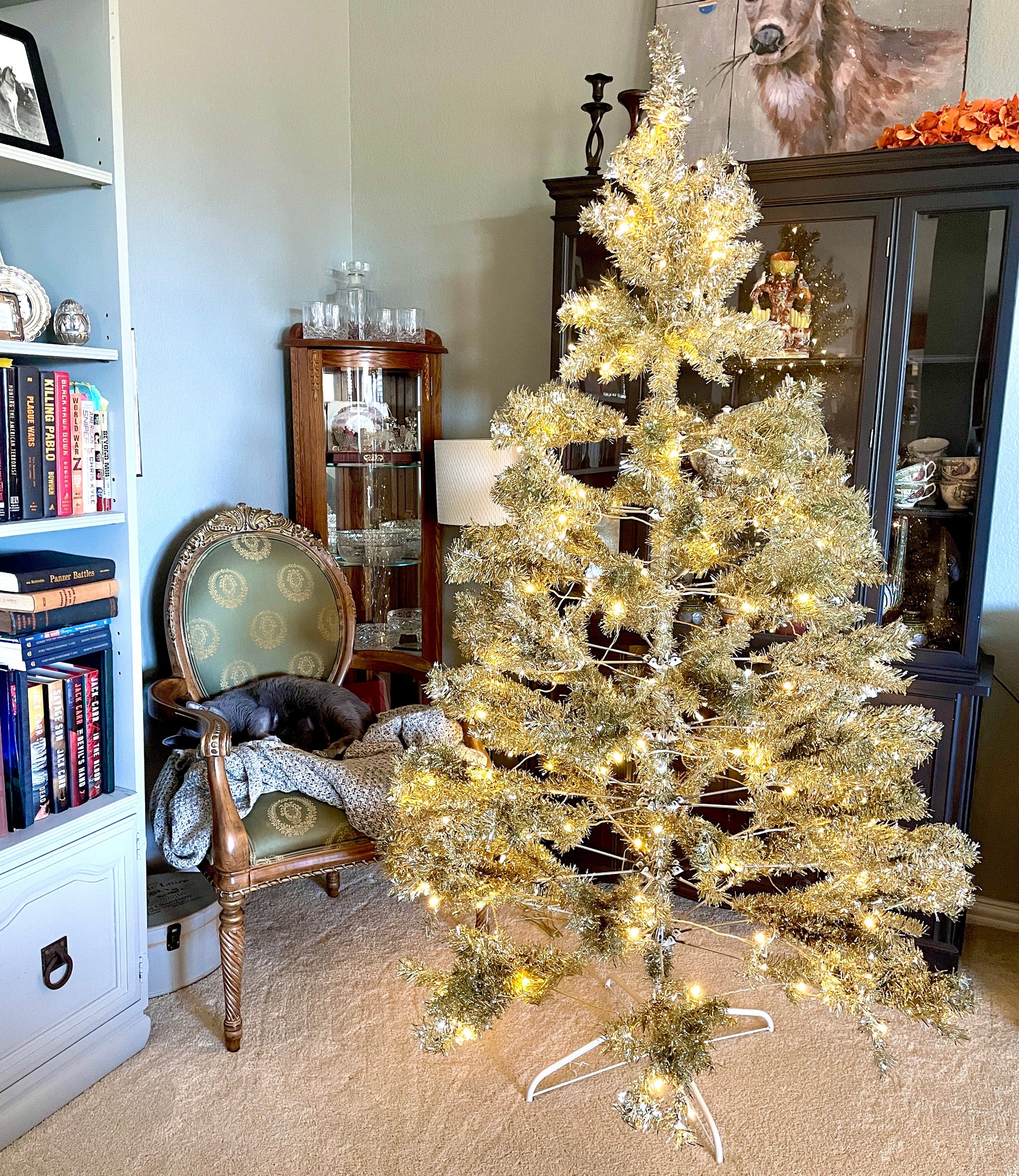 The Canton Christmas Shop Six Foot Prelit Champagne Tinsel Evergleam Style Retro Midcentury Christmas Tree