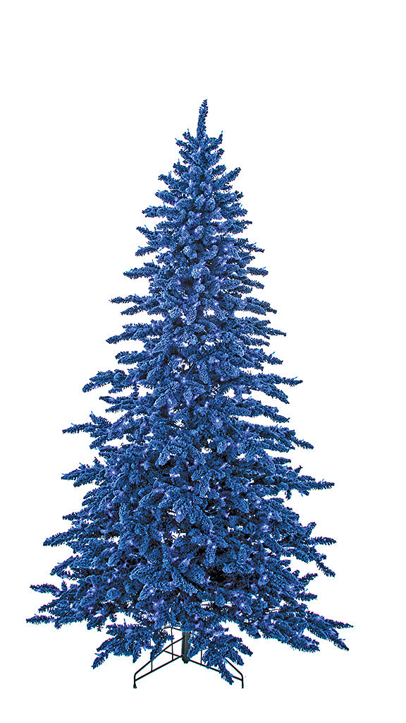 The Canton Christmas Shop Marin Medium Flocked Navy Blue Tree with Blue Lights