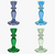 The Canton Christmas Shop Shades of Blue and Green Retro Midcentury Glass Candle Holders Candlesticks for holidays parties birthdays Christmas candles