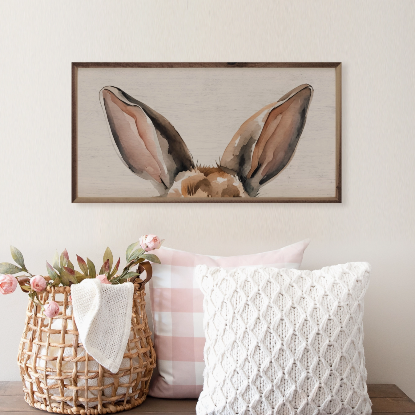 The Canton Christmas Shop Bunny Ears Wall Plaque Artwork Easter Rabbit Box Sign