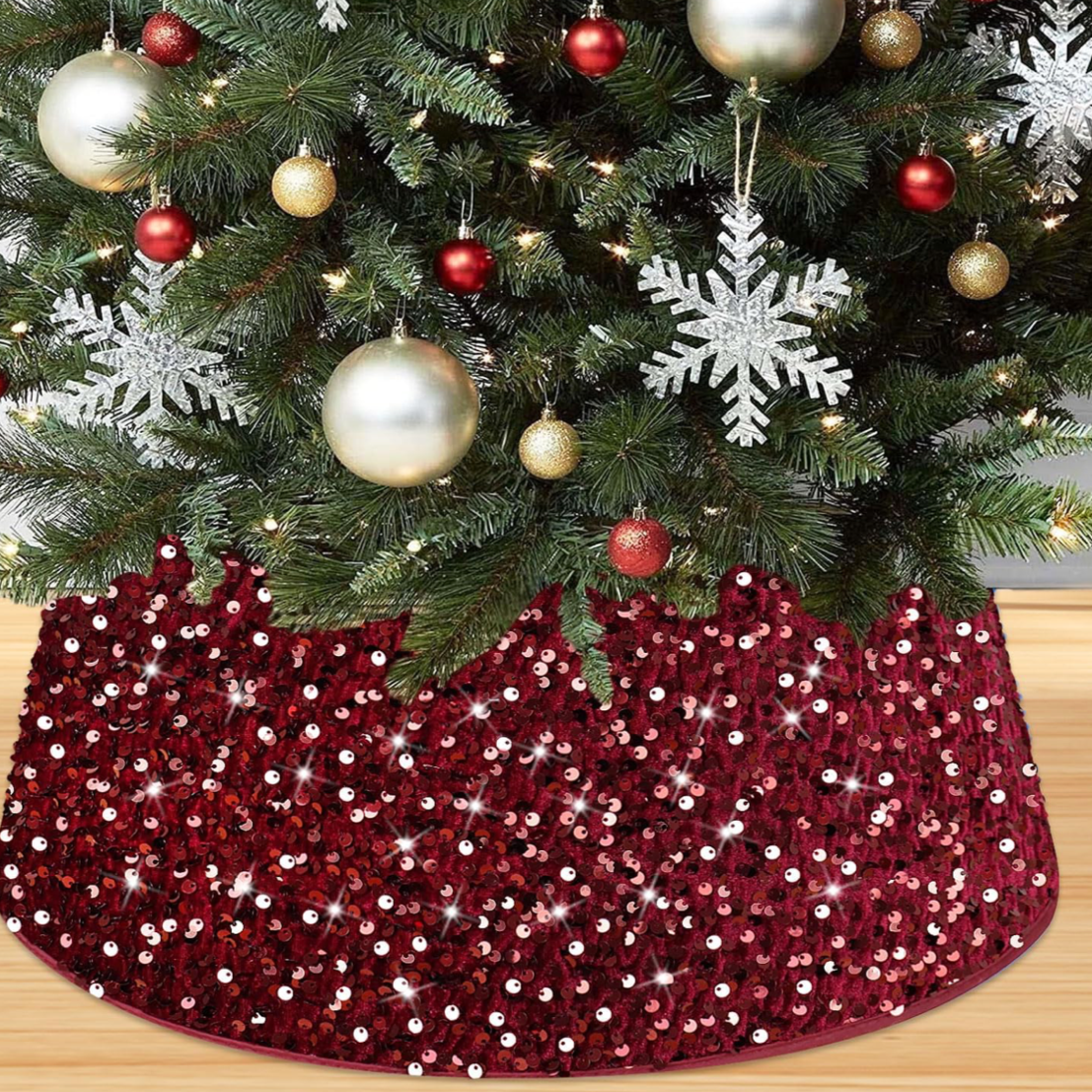 The Canton Christmas Shop velvet sequin tree collar