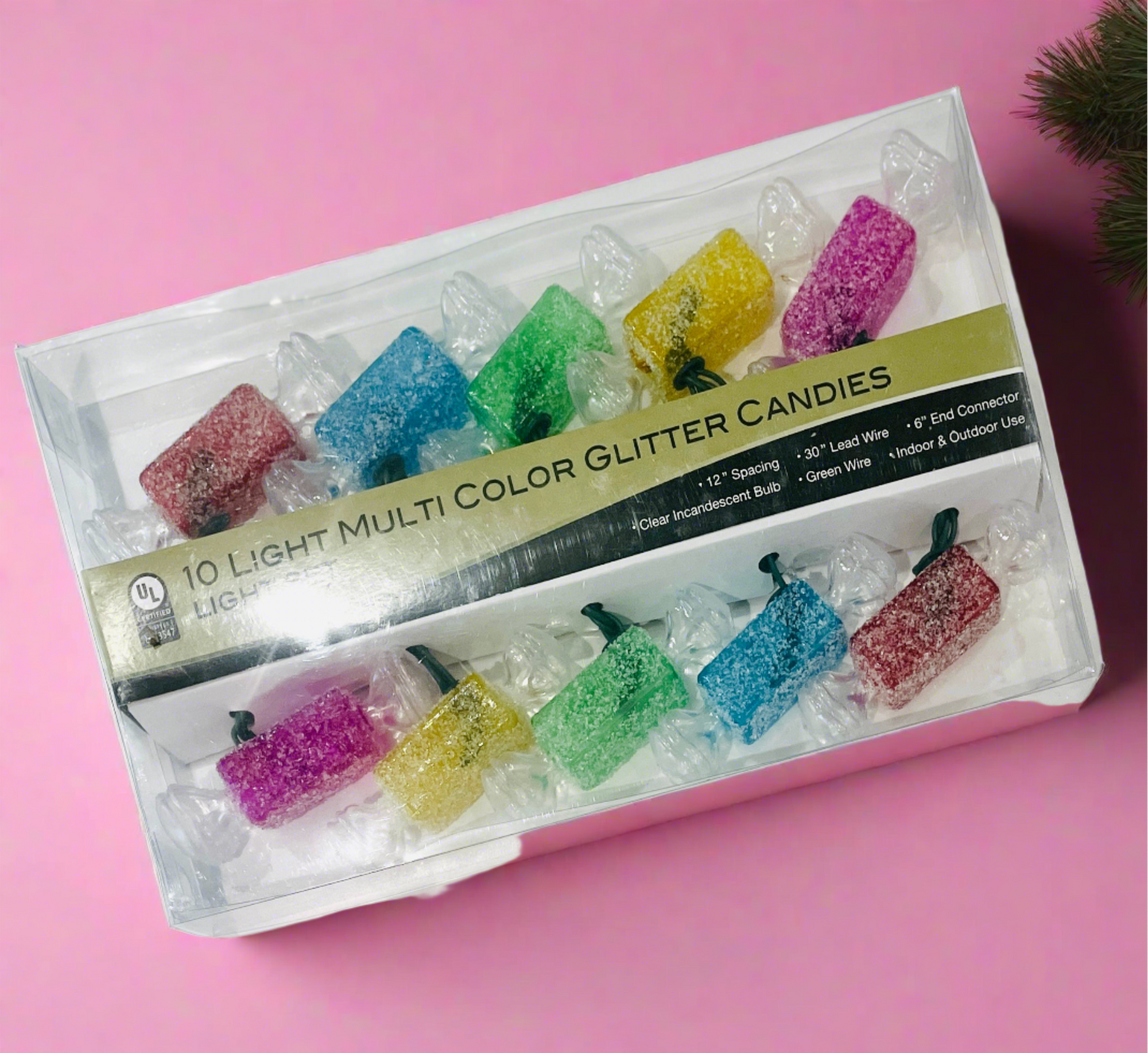 The Canton Christmas Shop 12" UL 10 Light Multicolor Glitter Candies Light Set by Kurt Adler 