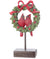 The Canton Christmas Shop Frosted 12 inch Cardinal Couple with Wreath and Holly Berries Red Ribbon and Christmas Bow on Stand Glittered Snow on mantle