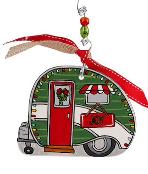 The Canton Christmas Shop Christmas Camper Flat Ornament by Glory Haus on white background