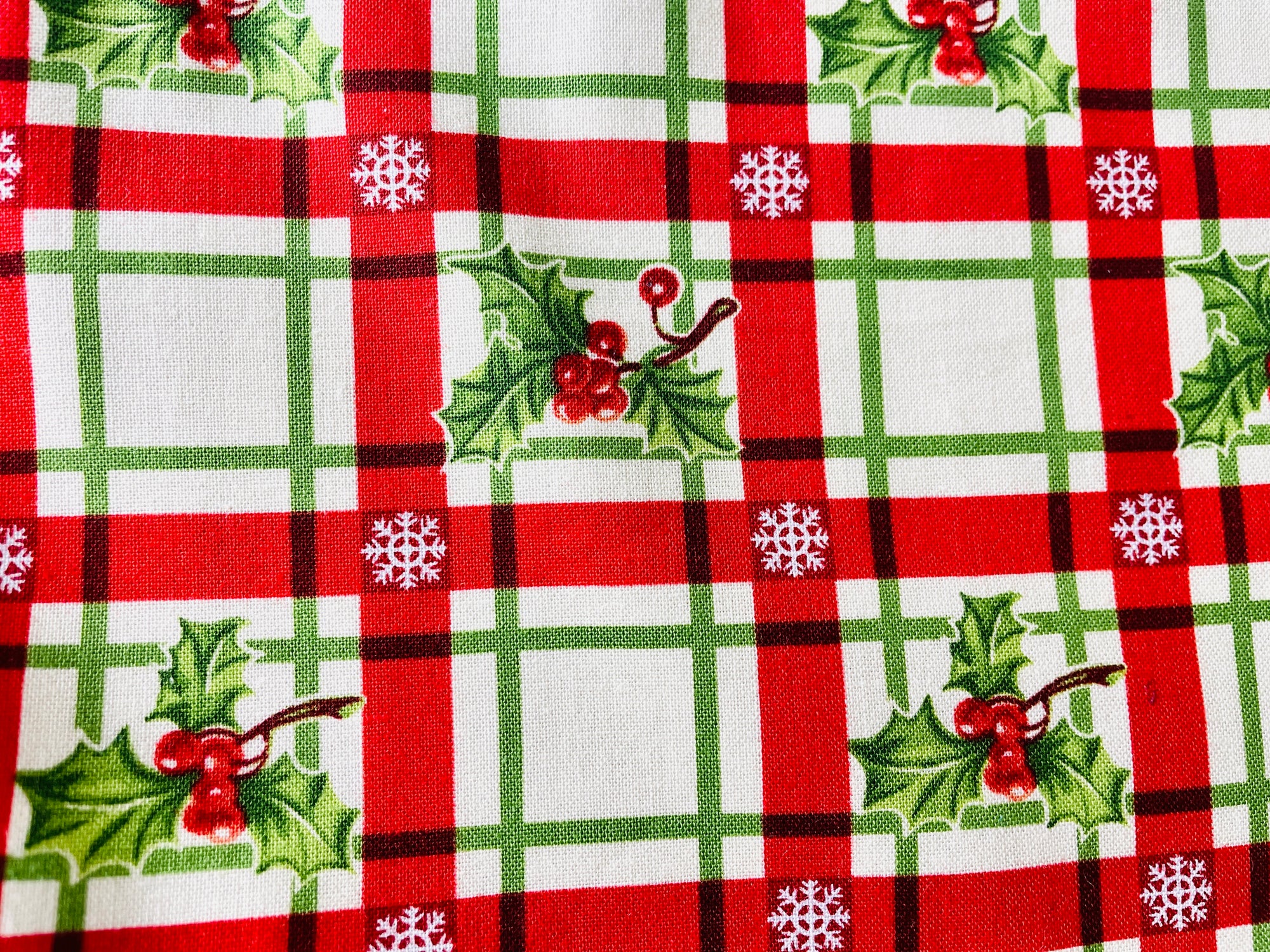 Christmas Plaid Holly Apron