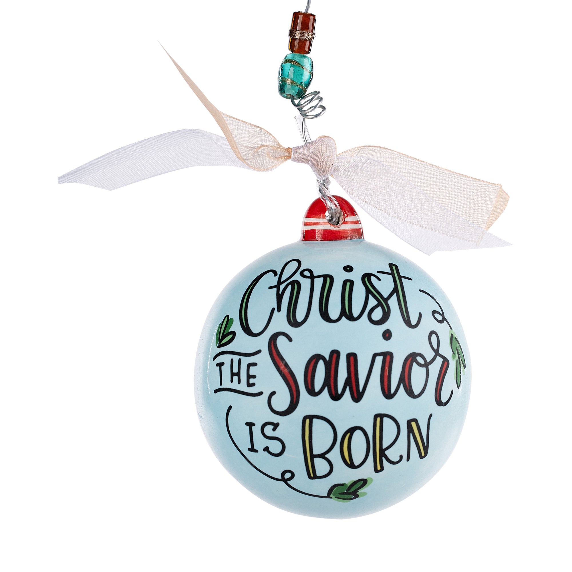  The Canton Christmas Shop Christ the Savior Is Born Ornament by Glory Haus Words written in script