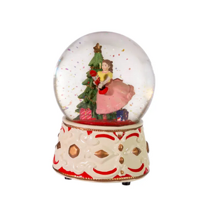 The Canton Christmas Shop 5.5" Clara with nutcracker musical snow globe by Kurt adler on white