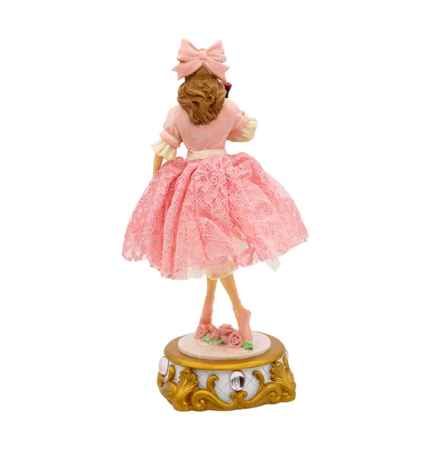 The Canton Christmas Shop Clara Ballet Nutcracker Musical Tabletop Decor music box by Kurt Adler in pink bedroom