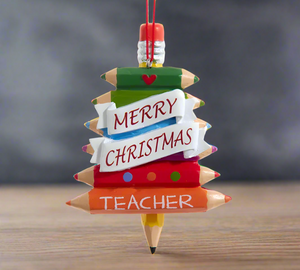 The Canton Christmas Shop Colorful Pencil Tree Merry Christmas Teacher Ornament by Kurt Adler