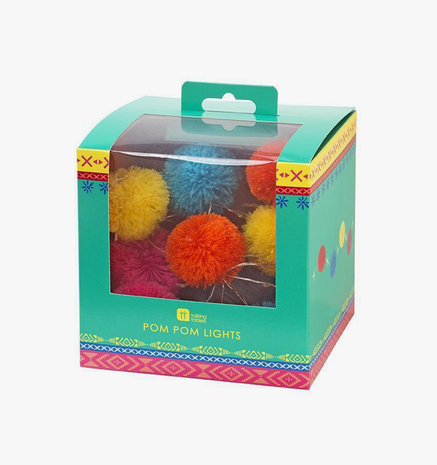 The Canton Christmas Shop Pom Pom fairy lights in box on white background