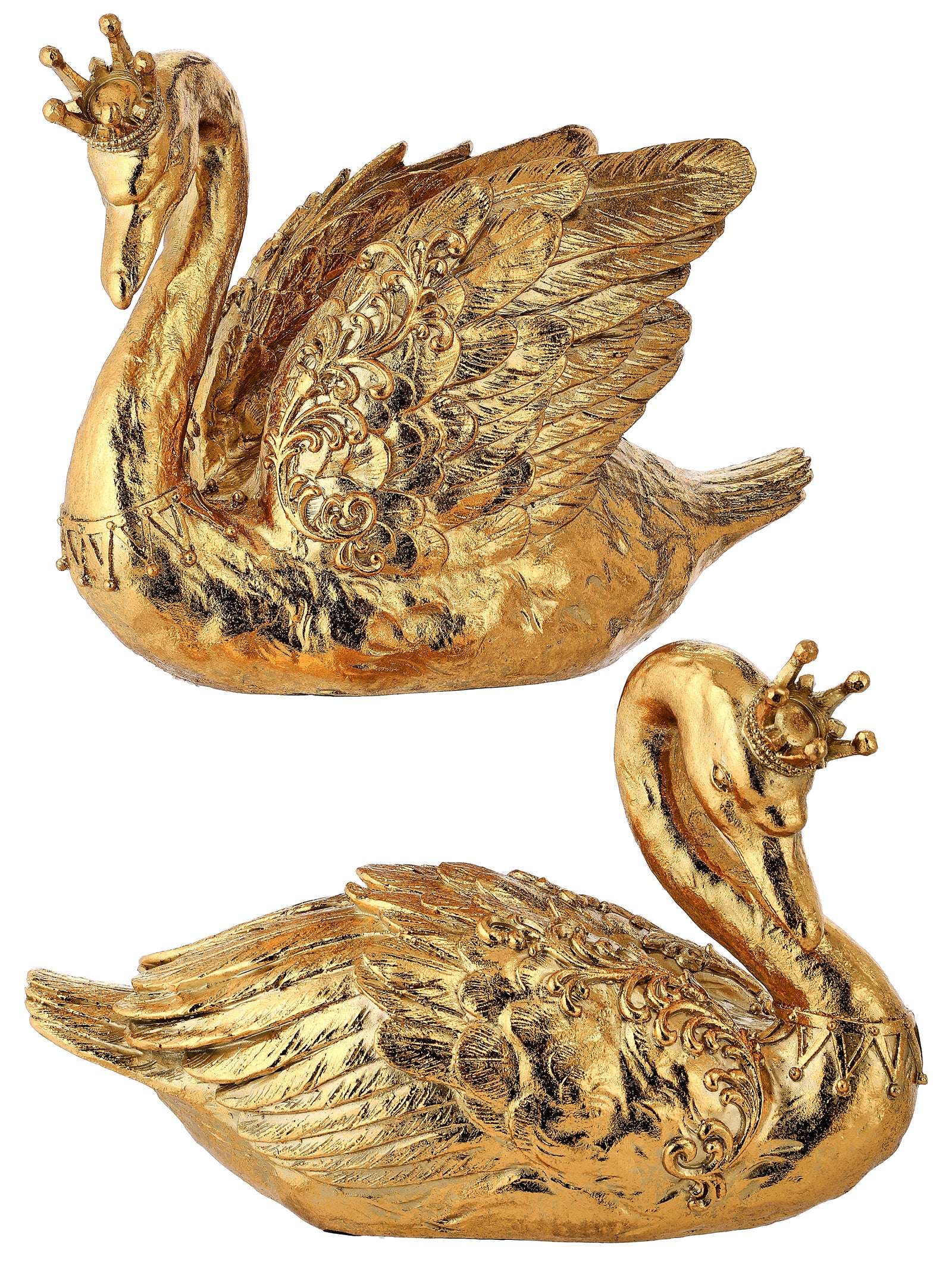 The Canton Christmas Shop Crowned Royal Golden Swans Set of 2 by Regency International