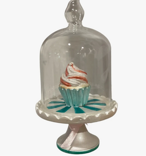 The Canton Christmas Shop Cupcake Cake Plate Glass Ornament on white background