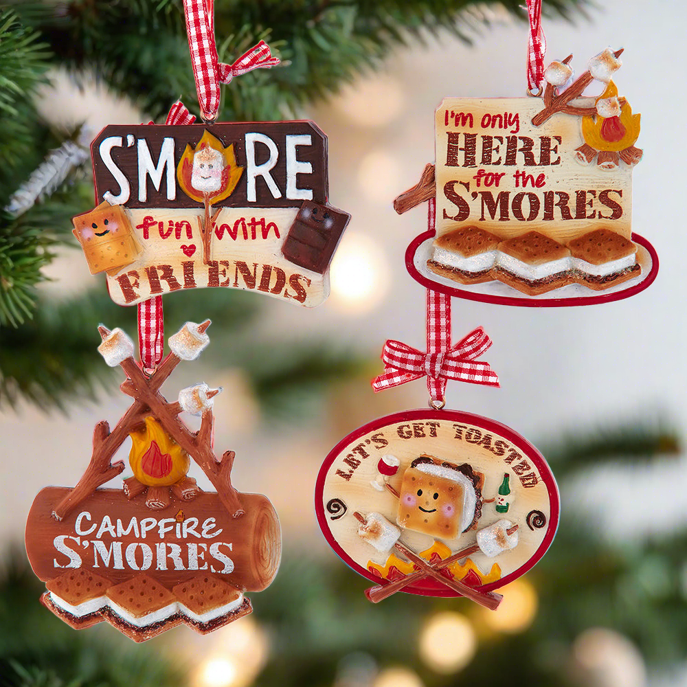 The Canton Christmas Shop Just Here for the S&#39;mores Campfire S&#39;mores Let&#39;s Get Toasted S&#39;more fun with friends Kurt Adler Resin Christmas ornaments