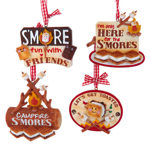 The Canton Christmas Shop Just Here for the S'mores Campfire S'mores Let's Get Toasted S'more fun with friends Kurt Adler Resin Christmas ornaments