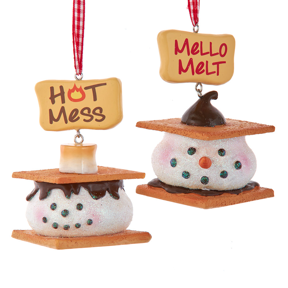 The Canton Christmas Shop Hot Mess Mello Melt S'mores Marshmallow Chocolate Hershey Kiss Ornament Selection Kurt Adler