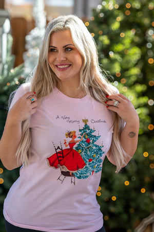 The Canton Christmas Shop A Very Merry Christmas Postcard Pink T-shirt