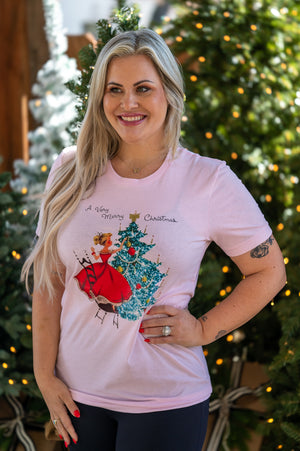 The Canton Christmas Shop A Very Merry Christmas Postcard Pink T-shirt