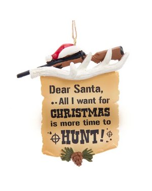 The Canton Christmas Shop Dear Santa Hunting Letter Ornament by Kurt Adler
