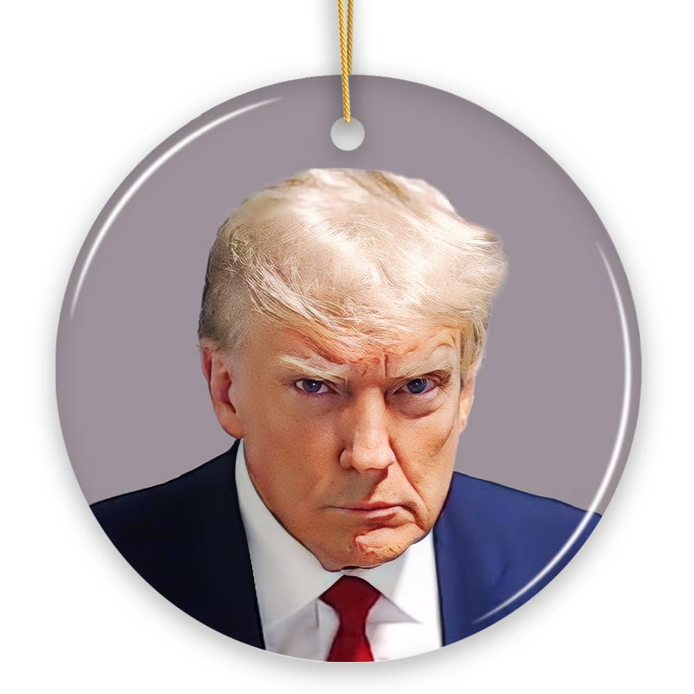 The Canton Christmas Shop Donald J. Trump Mugshot Ceramic Disc Ornament