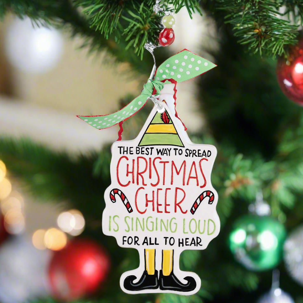 The Canton Christmas Shop Elf Christmas Cheer Flat Ornament by Glory Haus