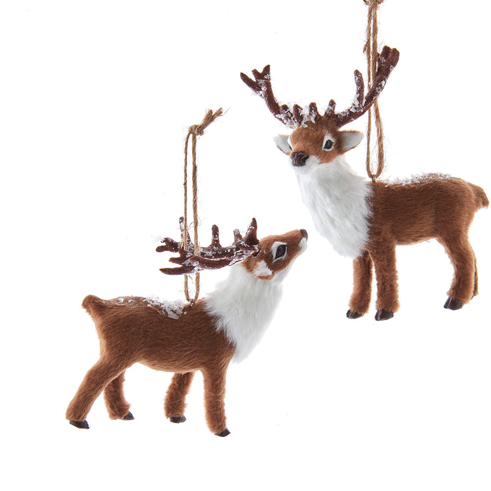The Canton Christmas Shop Furry Reindeer with Snow Ornaments, Assorted by Kurt Adler