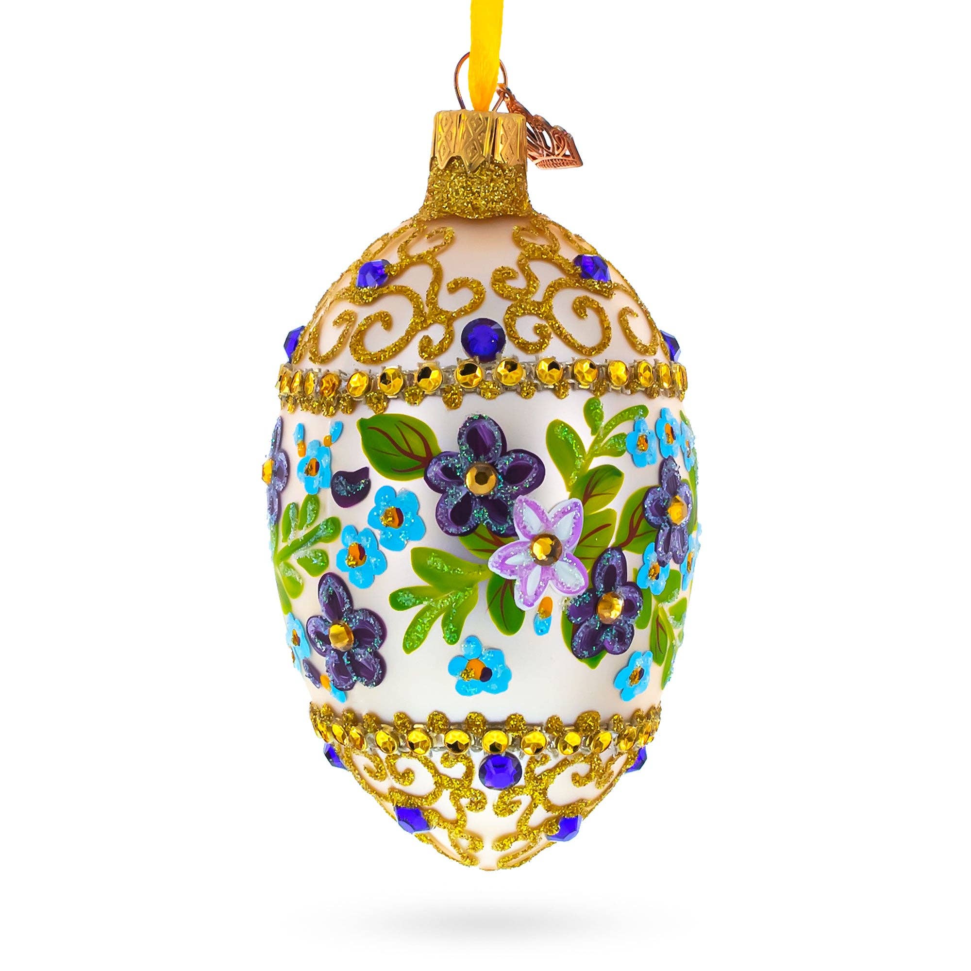 The Canton Christmas Shop Floral Brocade Glass Egg Ornament Faberge Tradition Easter Resurrection Jesus 