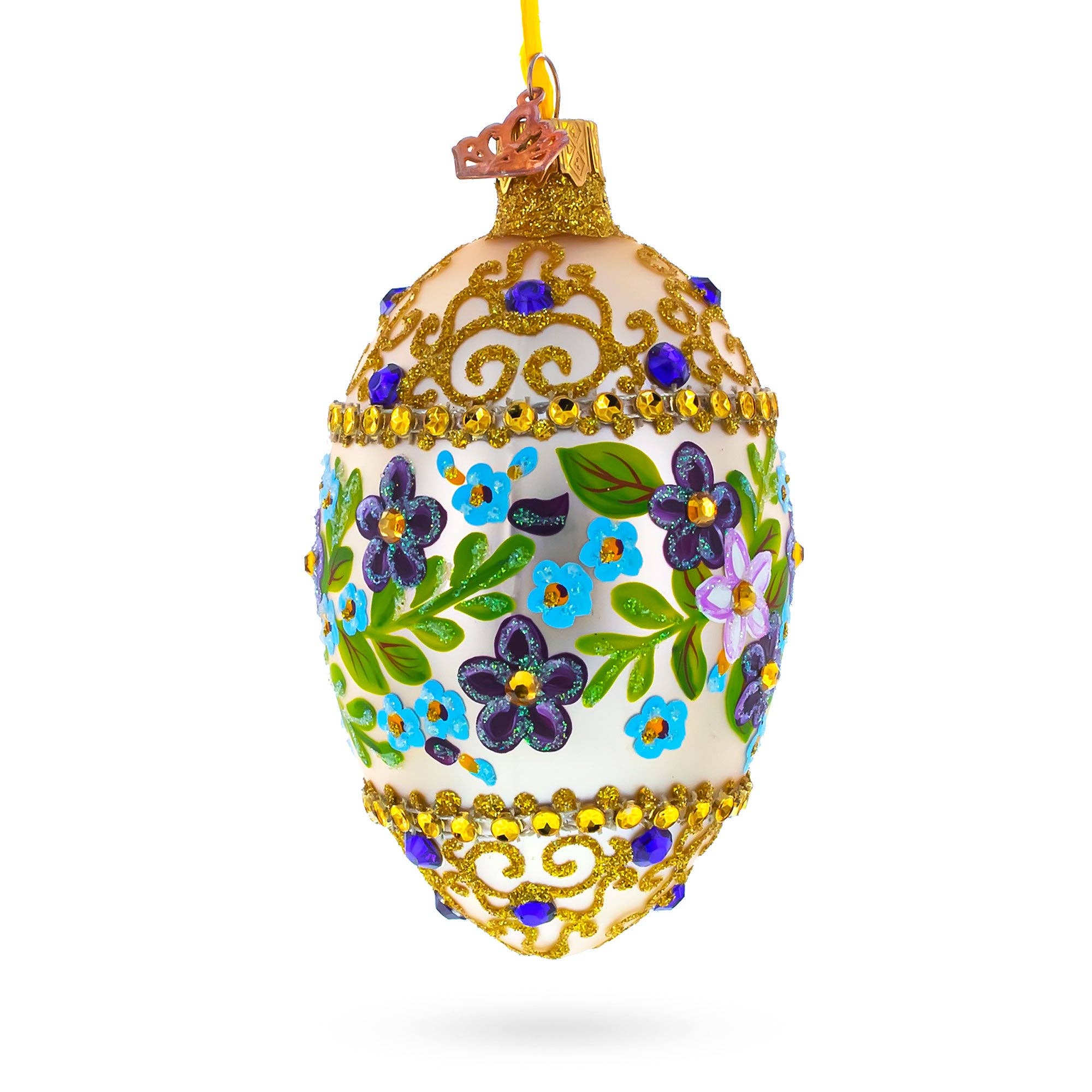 The Canton Christmas Shop Floral Brocade Glass Egg Ornament Faberge Tradition Easter Resurrection Jesus 