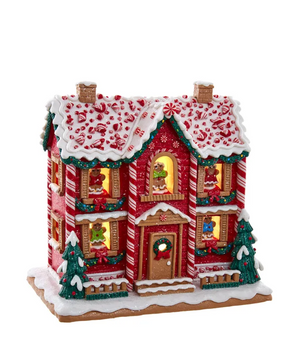 The Canton Christmas Shop 9 1/2" Gingerbread Musical 2 story house by Kurt Adler