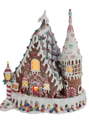 The Canton Christmas Shop 13" Pre-Lit Claydough Gingerbread Inn with C7 Bulb