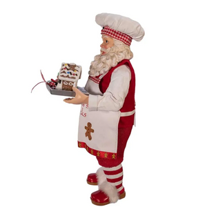 The Canton Christmas Shop 11" Fabriche Gingerbread Chef Santa Figurine by Kurt Adler