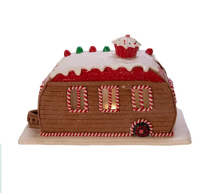 The Canton Christmas Shop 6" Gingerbread Camper LED House by Kurt Adler back view