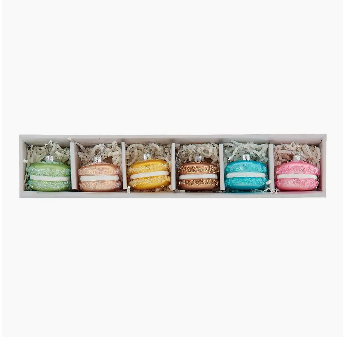 The Canton Christmas Shop Glass Macaron Ornaments, 6-Piece Set Pastel Ornaments French Patisserie for the baker pastry chef francophile by Kurt Adler