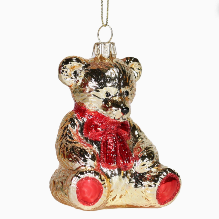 The Canton Christmas Shop Golden Teddy Bear Ornament for valentines love honey bear toy shop gift box