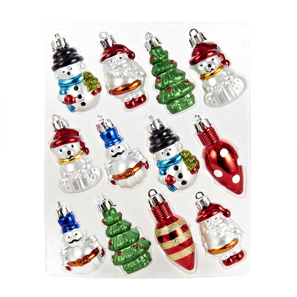 The Canton Christmas Shop Kurt Adler Petite Treasures Collection Miniature Shatterproof Hanging Christmas Ornaments, 12-Piece Box Set, 2 Inch