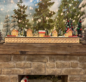 Lit Christmas Village Mantlepiece Horizontal Advent Calendar by Kurt Adler