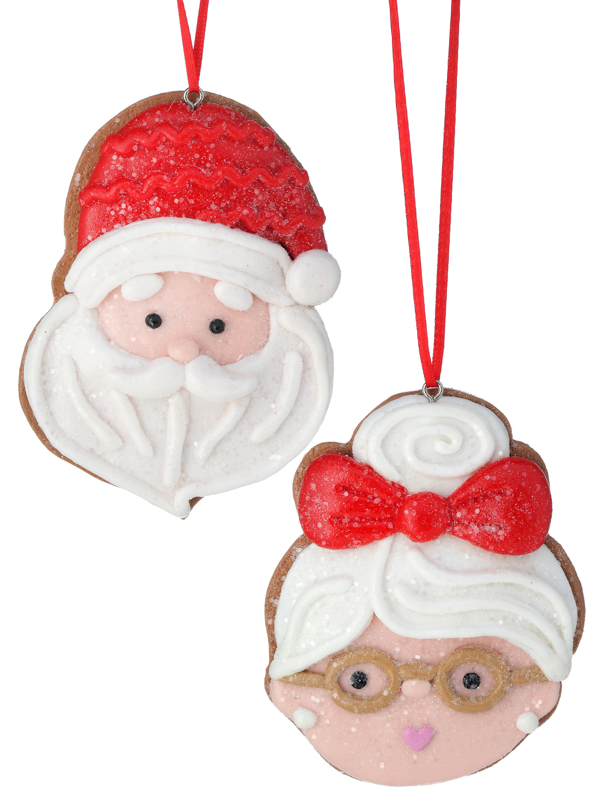 4&quot; Claydough Santa &amp; Mrs. Claus Ornaments