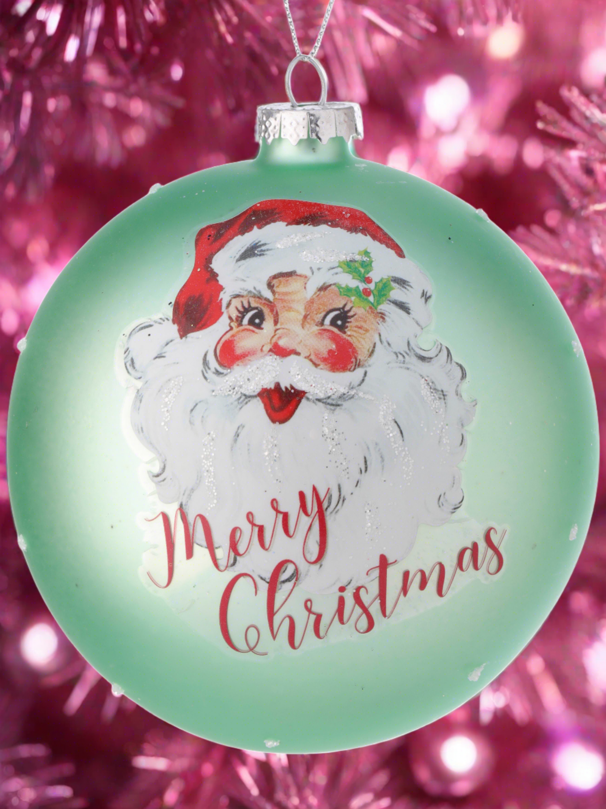 The Canton Christmas Shop Vintage 5" merry christmas santa ball ornament