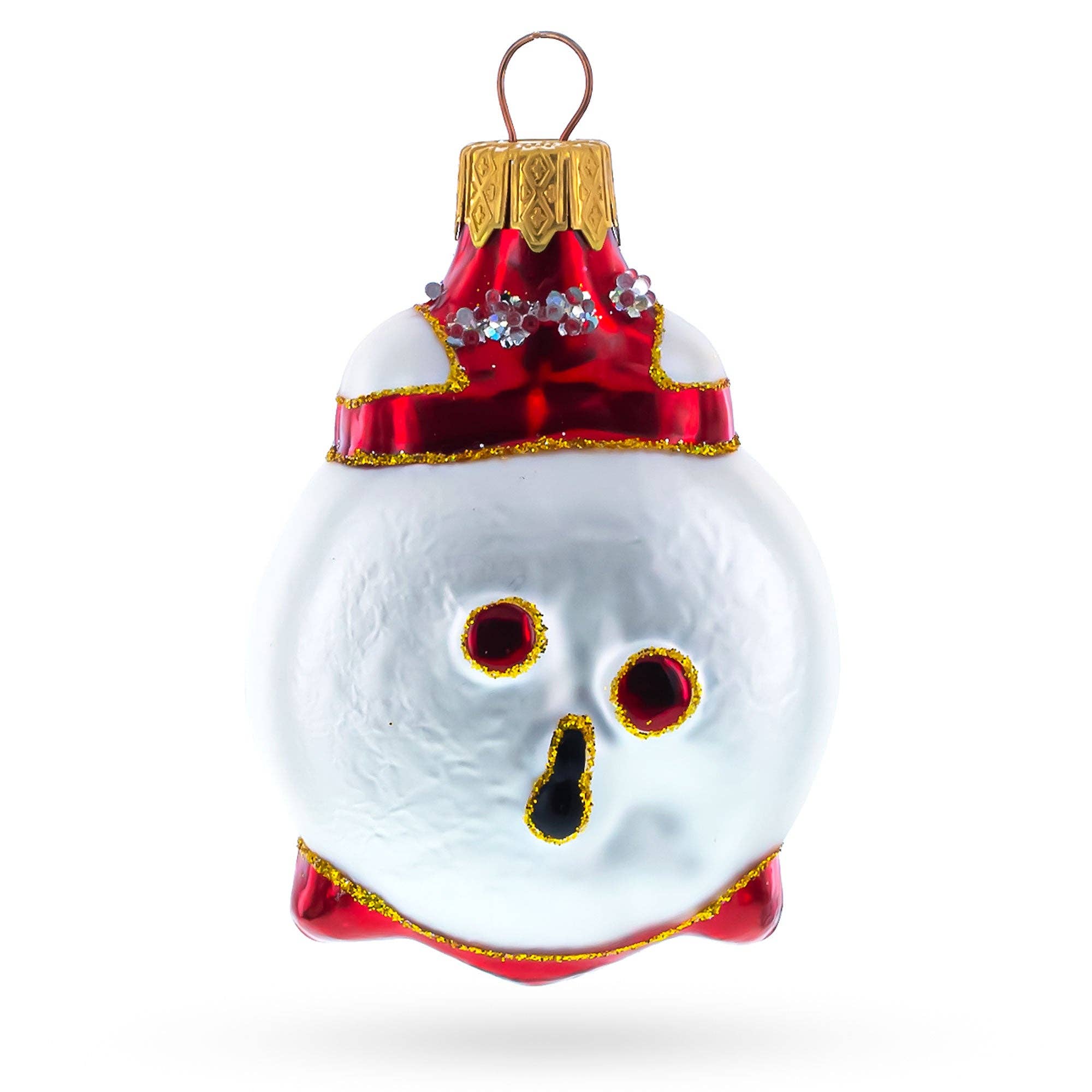 he Canton Christmas Shop Midcentury Happy Face Alarm Clock Glass Ornament