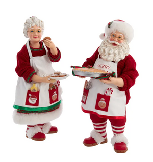 The Canton Christmas Shop Santa Claus and Mrs Clause Cookie Plate Pie Kurt Adler Fabriche Collectible Figurines FA0146