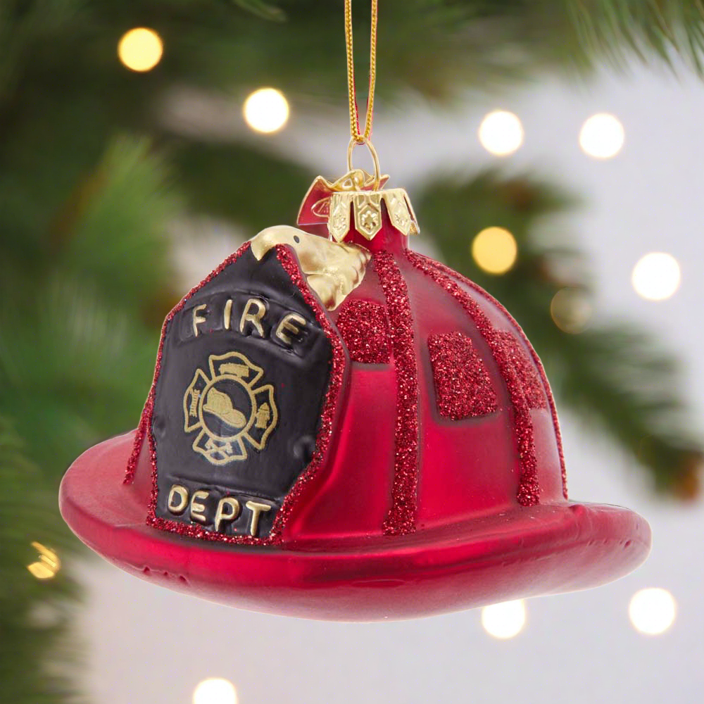 The Canton Christmas Shop Noble Gems Fireman Helmet Ornament
