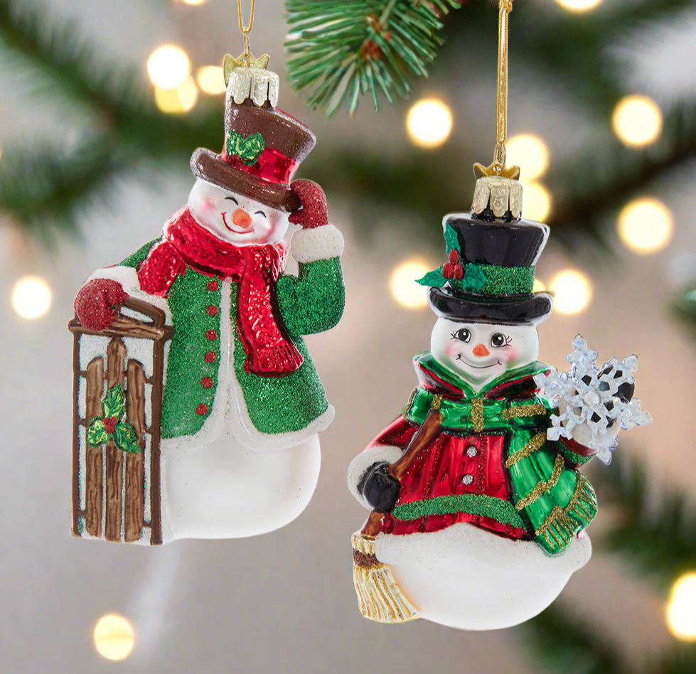 The Canton Christmas Shop Noble Gems™ Glass Snowman Ornament Assorted by Kurt Adler