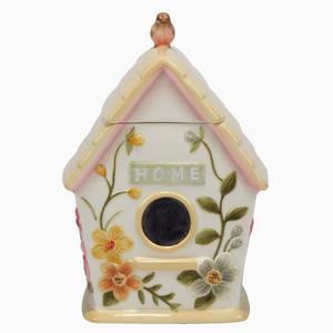 The Canton Christmas Shop Natures Song Birdhouse Ceramic Cookie Jar