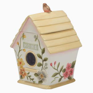 The Canton Christmas Shop Natures Song Birdhouse Ceramic Cookie Jar